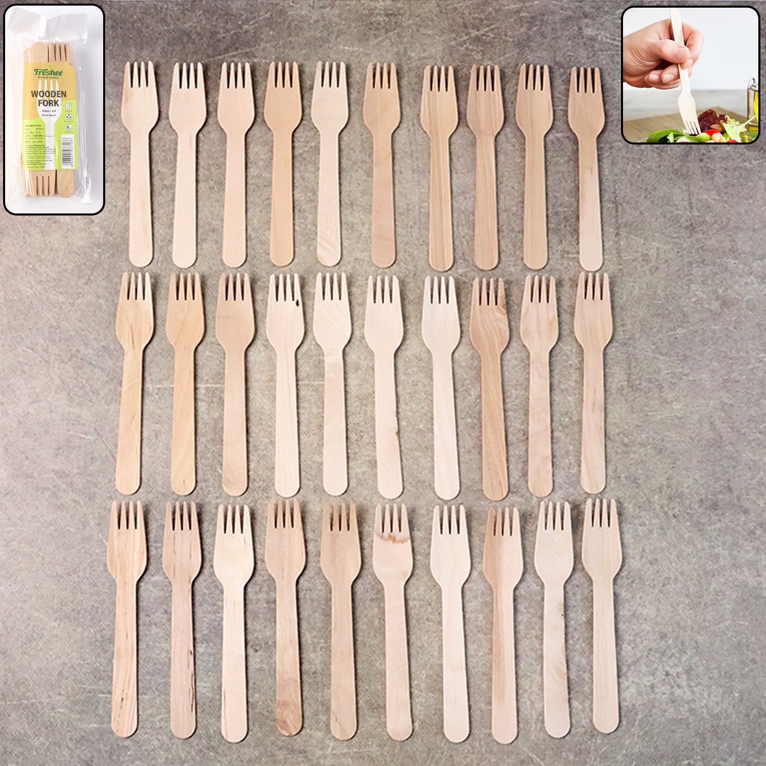 Freshee 160mm Wooden Fork  30 Pcs Pack