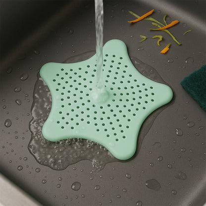 Mint Green Silicone Star Shaped Sink Filter Bathroom Hair Catcher Drain Strainers For Basin