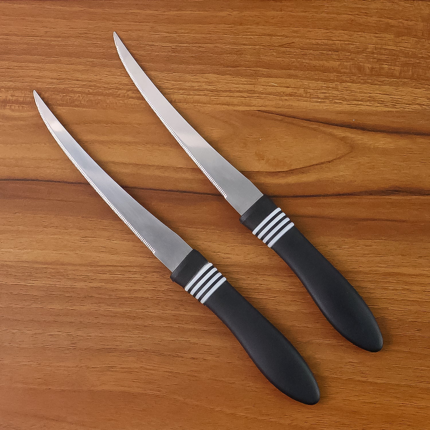 Premium Curved Serrated Stainless Steel Kitchen Knife Set (Mix Color  2 Pc)