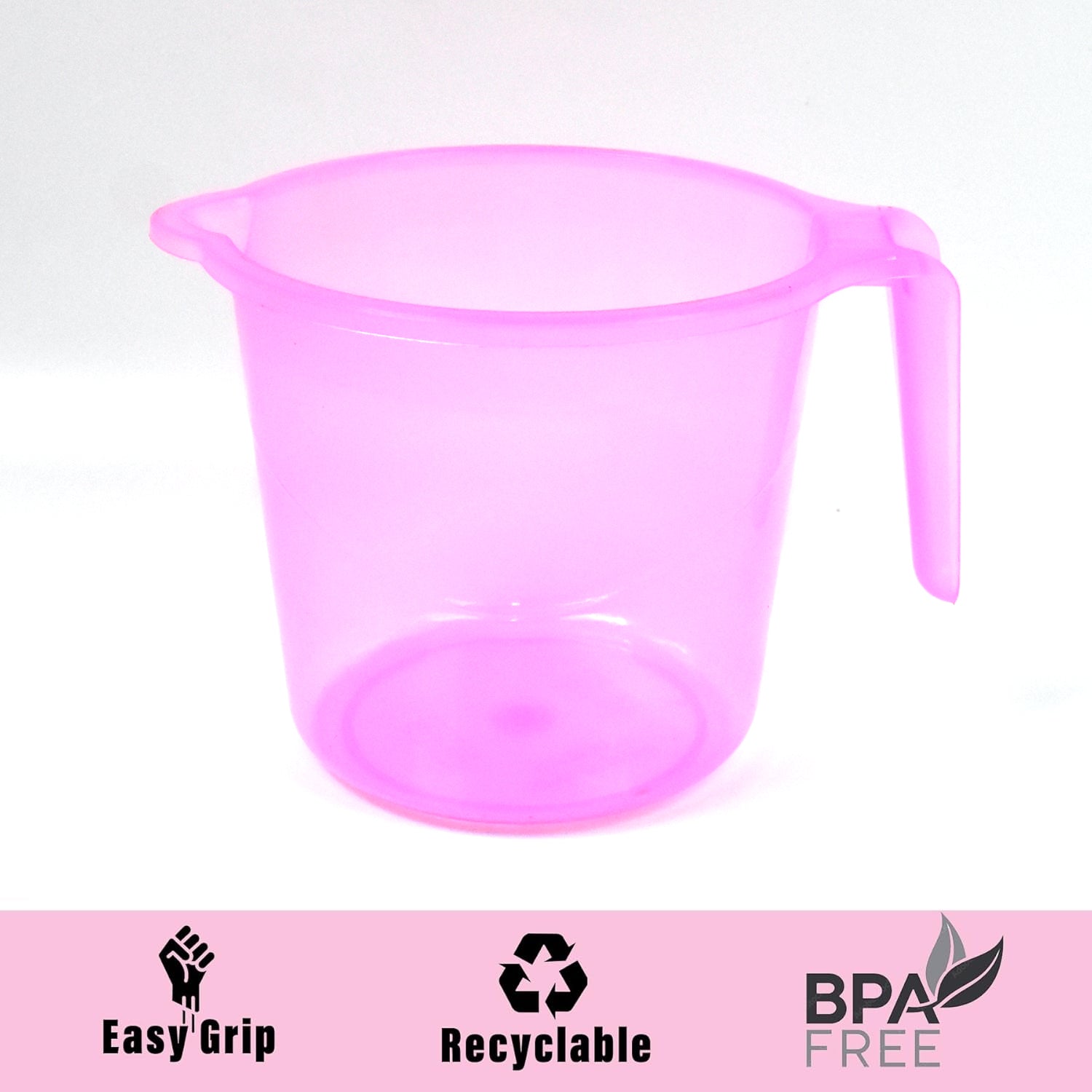 Plastic Round Transparent Bath Water Mug (5 Pc  Mix Colour  1200 Ml)