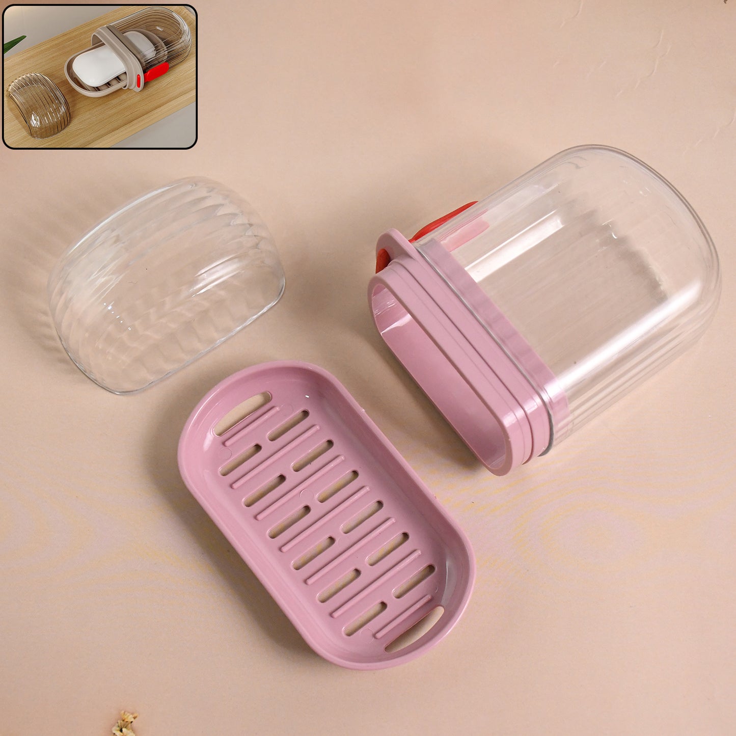 Multipurpose Plastic Soap Dish With Transparent Dust-proof Lid Sabudani (1 Pc)