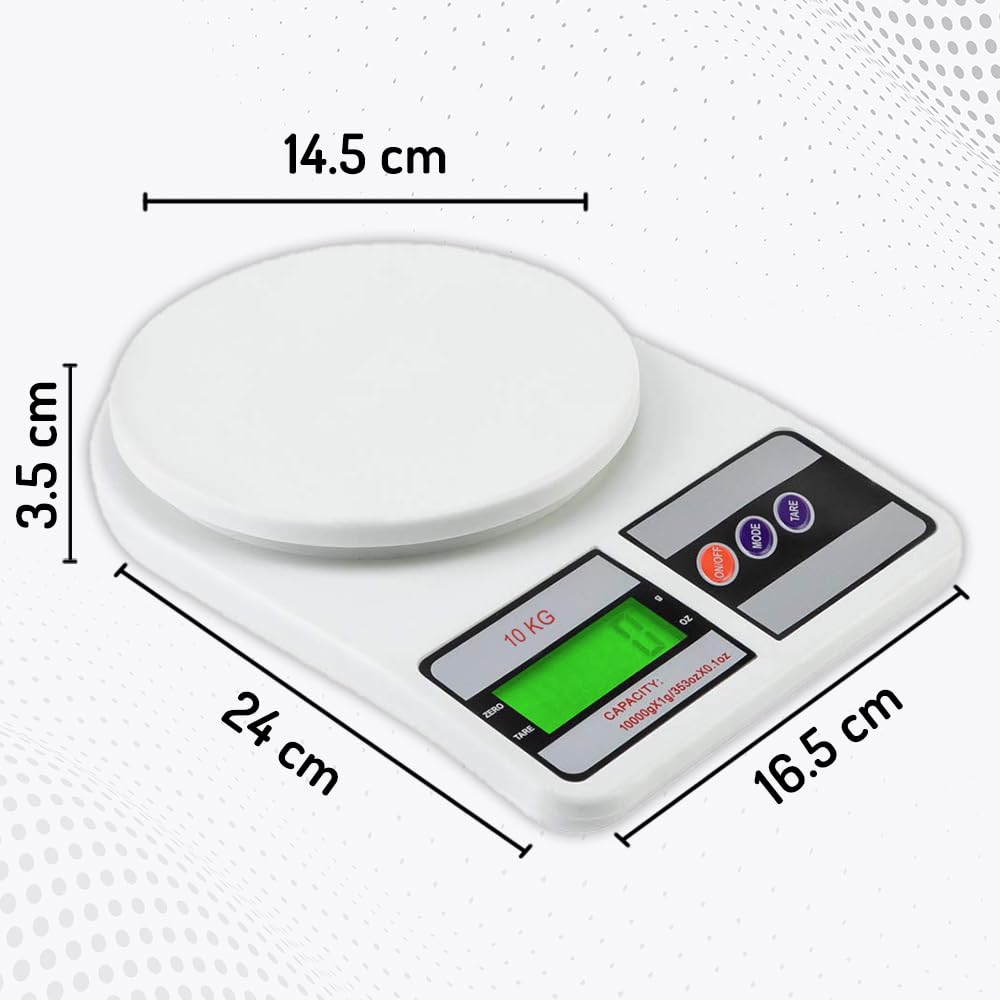 Digital Kitchen Scale 10 kg with LCD Display (1 g Accuracy) Wukusy