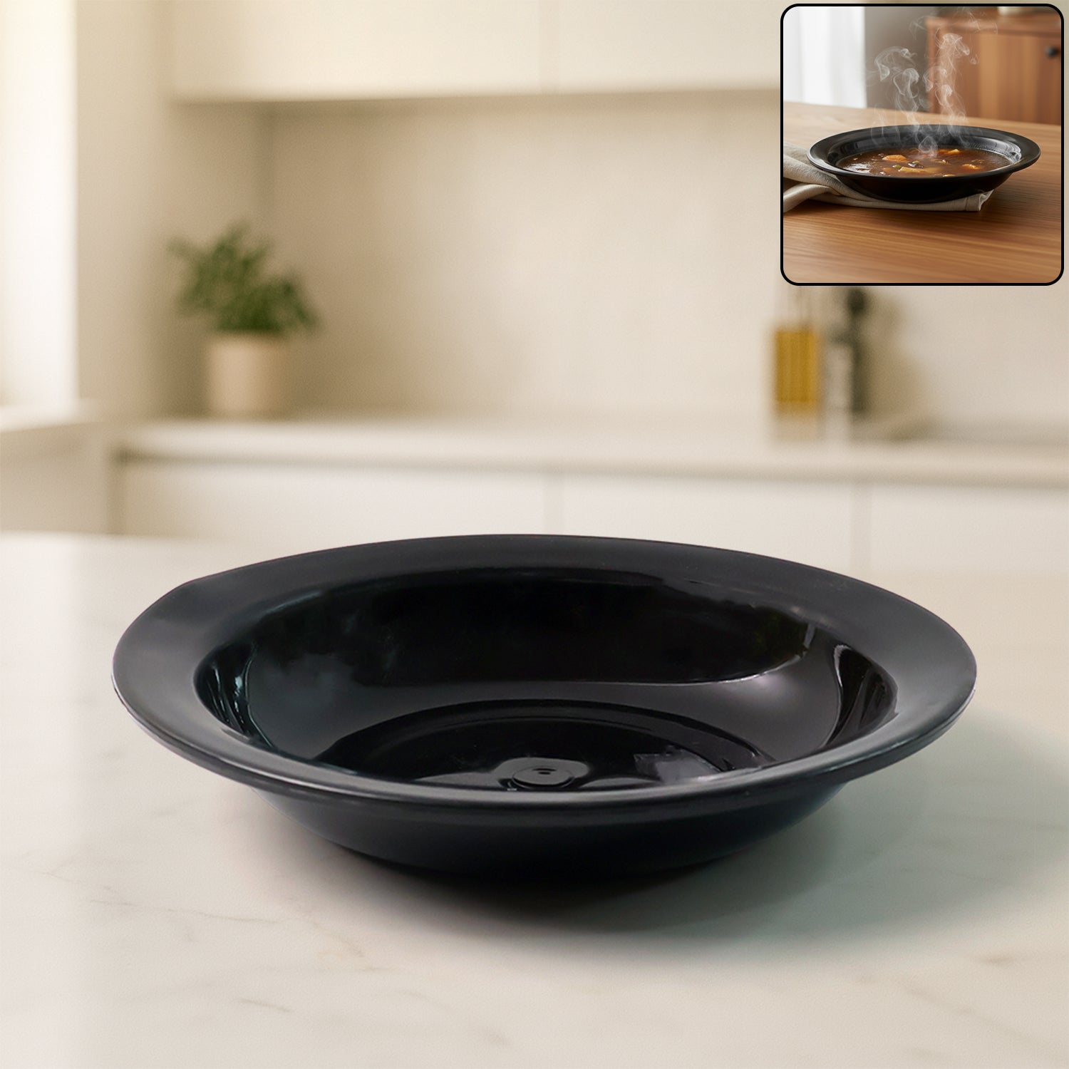 Premium Deep Black Curry Soup Serving Bowl (1 Pc)