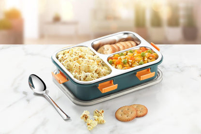 Multicolor Leak Proof 3 Compartment Stainless Steel Lunch Boxes