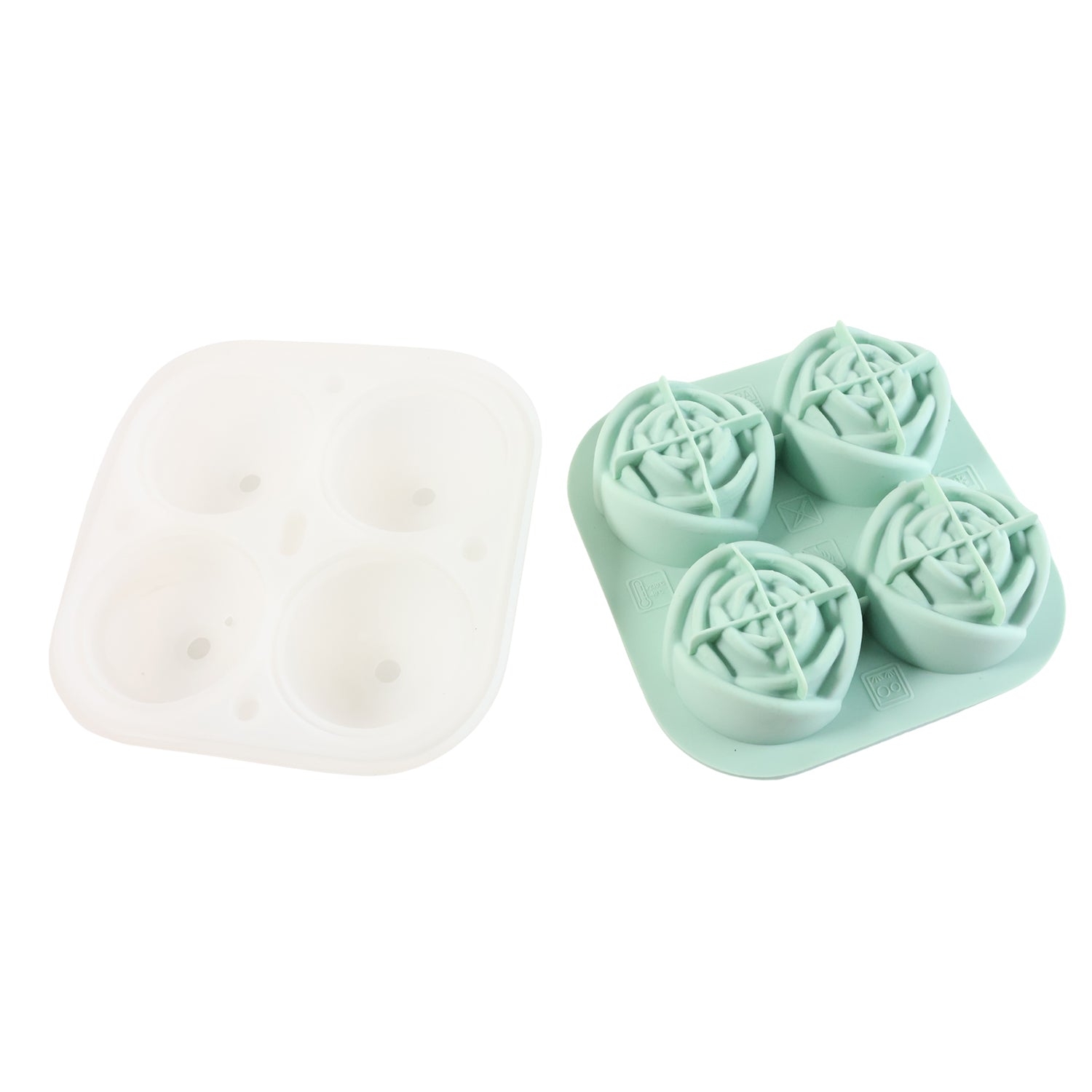 4-grid Rose-shape Ice Cube Tray Mold With Lid
