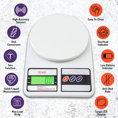 Digital kitchen weighing scale with LCD display, unit conversion, and 10kg max load from HomieStyle