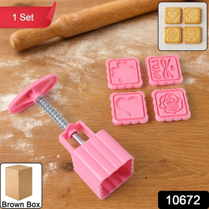 Multipurpose Cookie Biscuit Stamp Mold Set With Press Handle