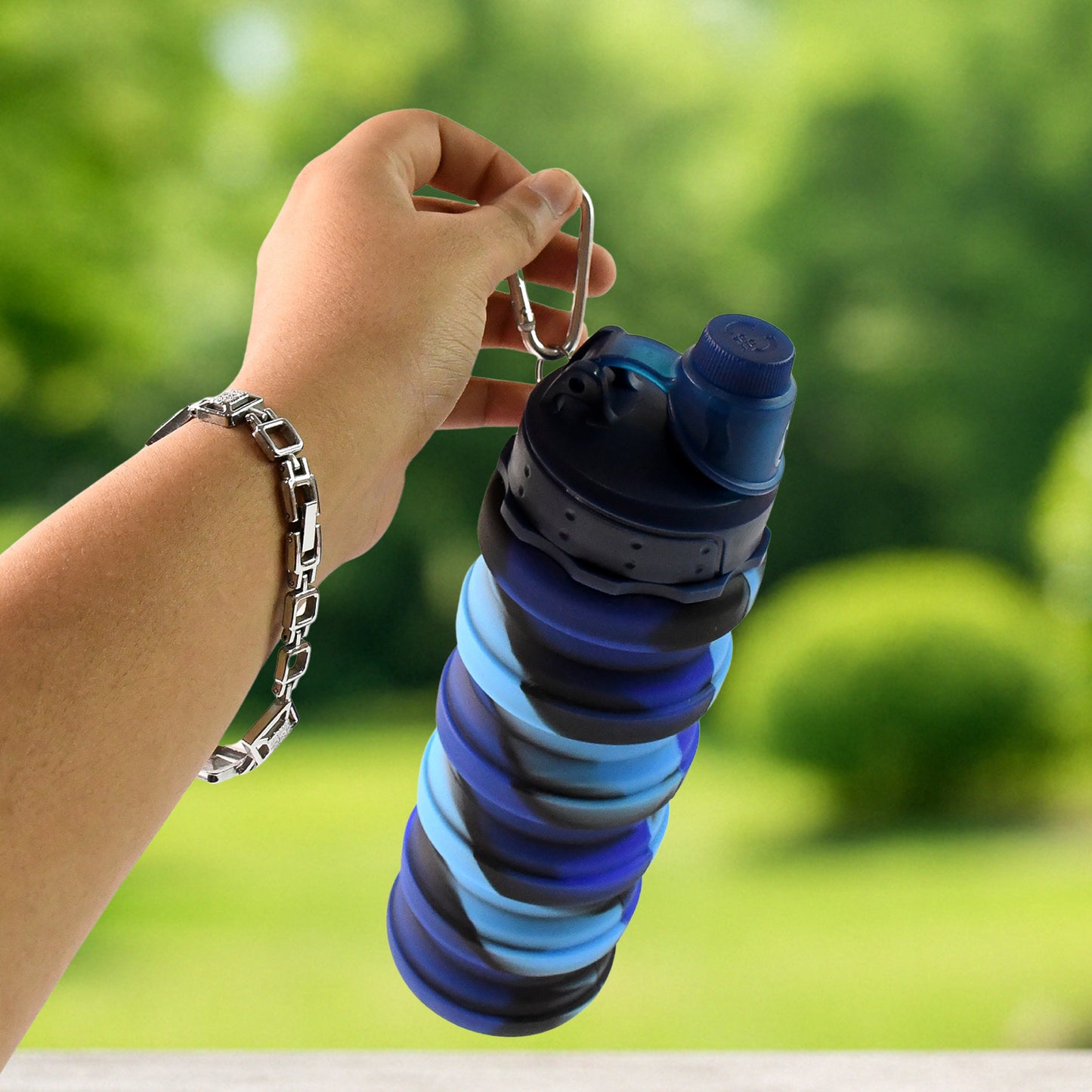 Silicone Foldable Water Bottle (1 Pc  24 Cm Foldable  500 Ml)