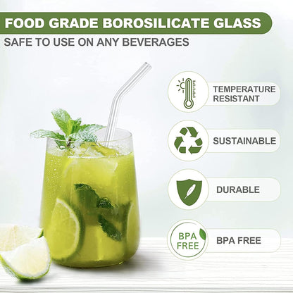 Plastic Reusable Glass Straws Clear Glass Drinking Straw 5pc