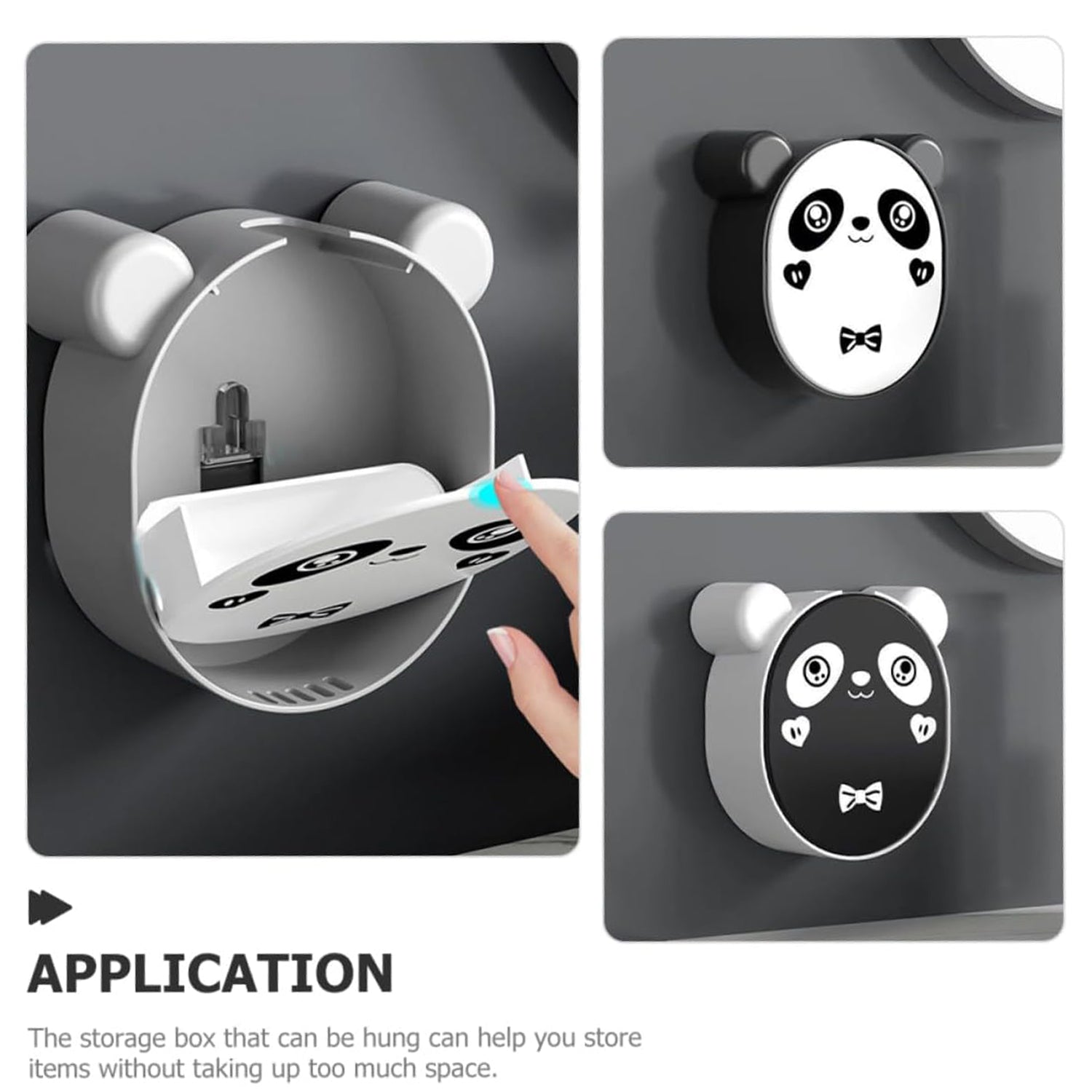 Plastic Cute Panda Soap Box  Wall Mounted Flip-top Drain Soap Case (1 Pc)