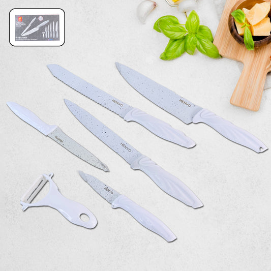 Marble Coated Stainless Steel Kitchen Knife Set (6 Pc)