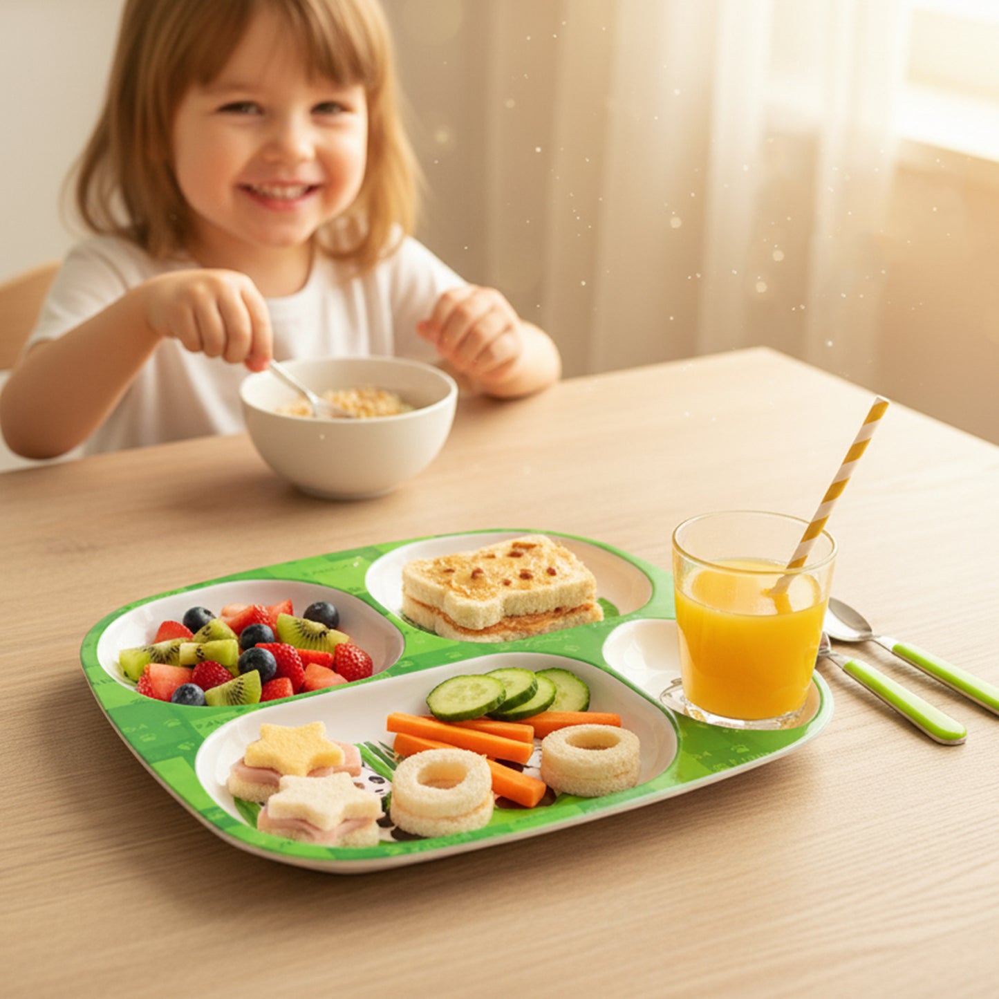 Kids 4-compartment Melamine Partition Plate (1 Pc  2422 Cm)