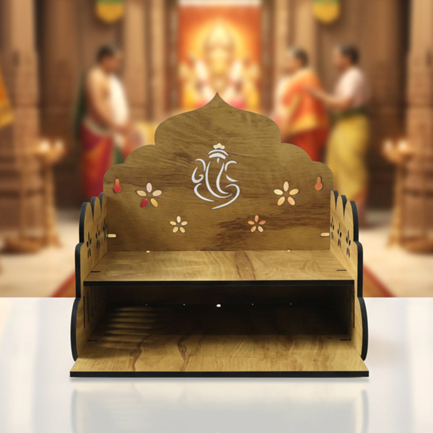Wooden Temple Style Home Mandir Stand For Pooja