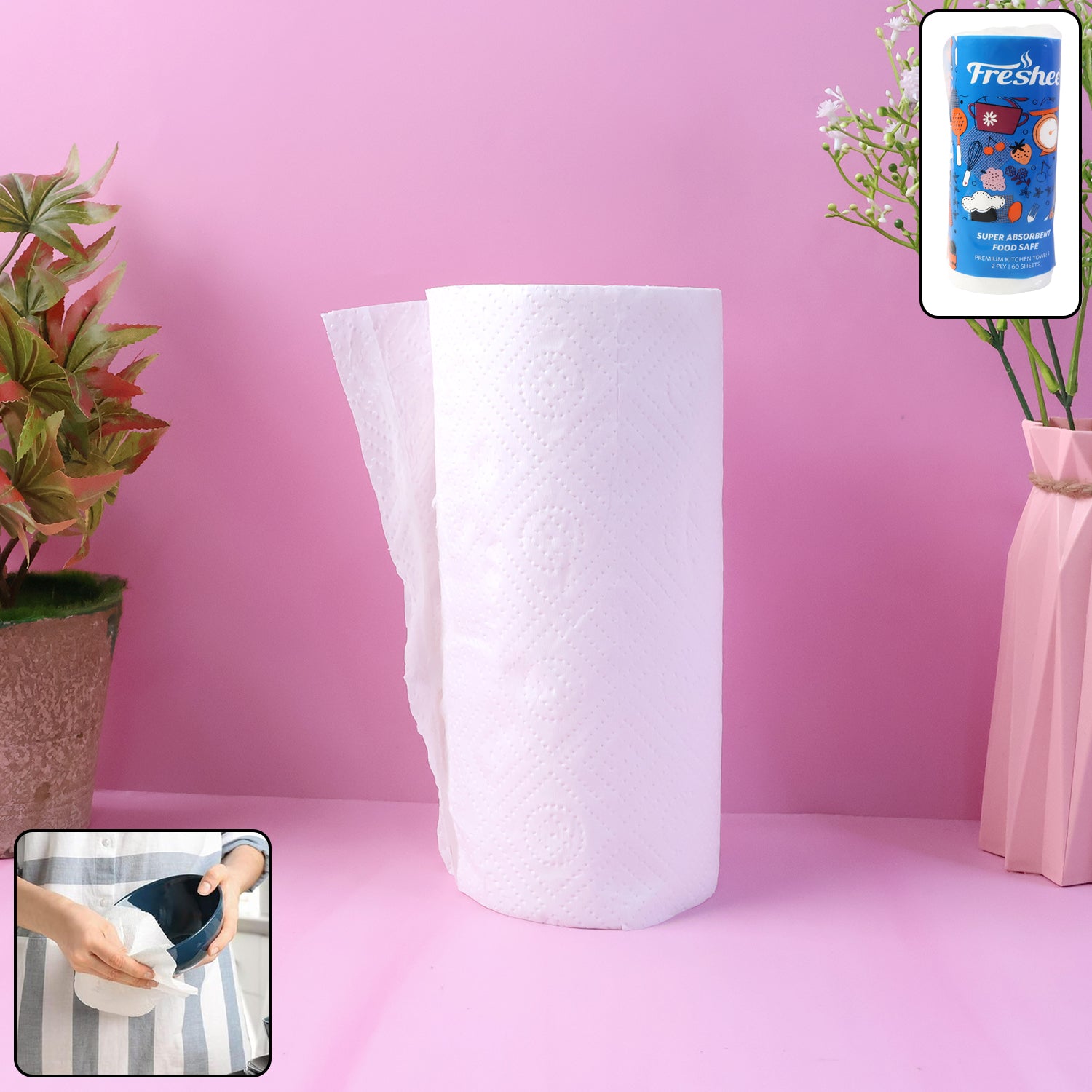 Freshee Kitchen Paper Towel Roll - 60 Sheets (21.5  22 Cm Each)