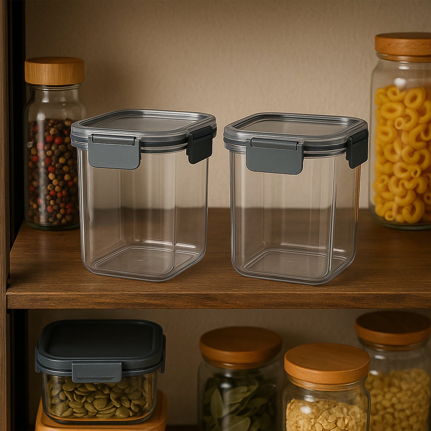 Apex Press N Lock Airtight Food Storage Container Set (2pc900ml) Approx