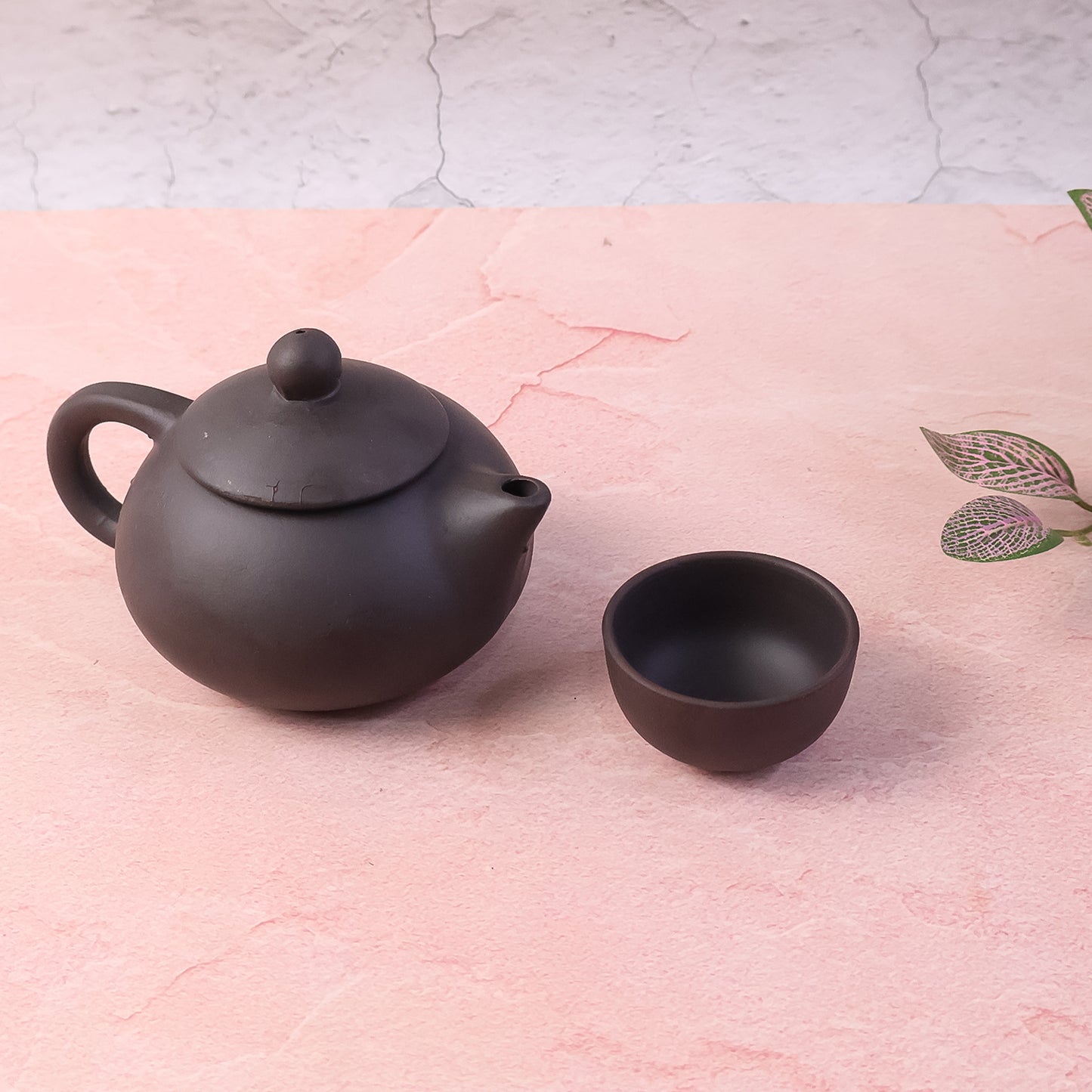 Premium Black Clay  Ceramic Tea Set With Teapot  4 Cups