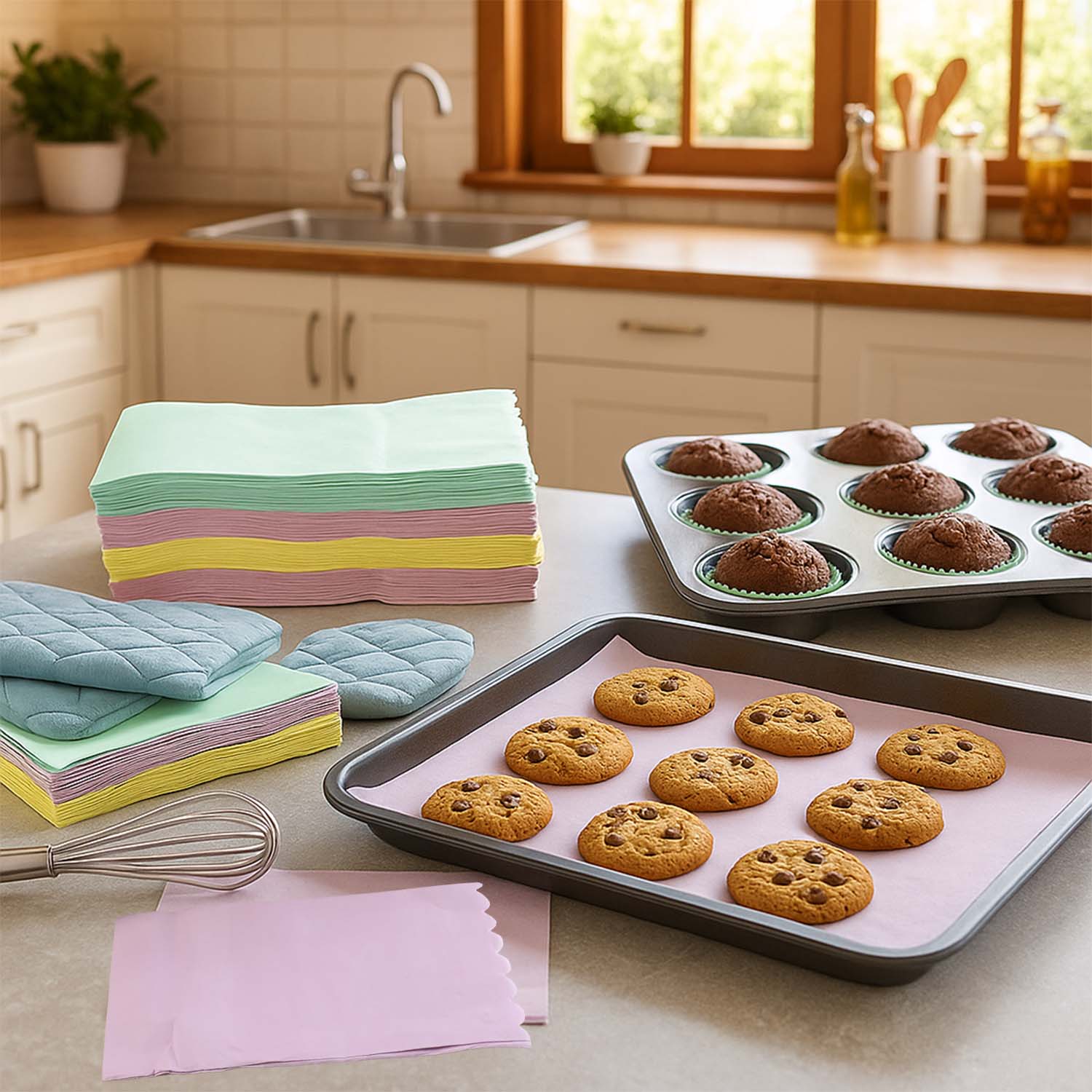 Multicolor Decorative Baking Paper Sheets (38 X 33 Cm  200 Pc)