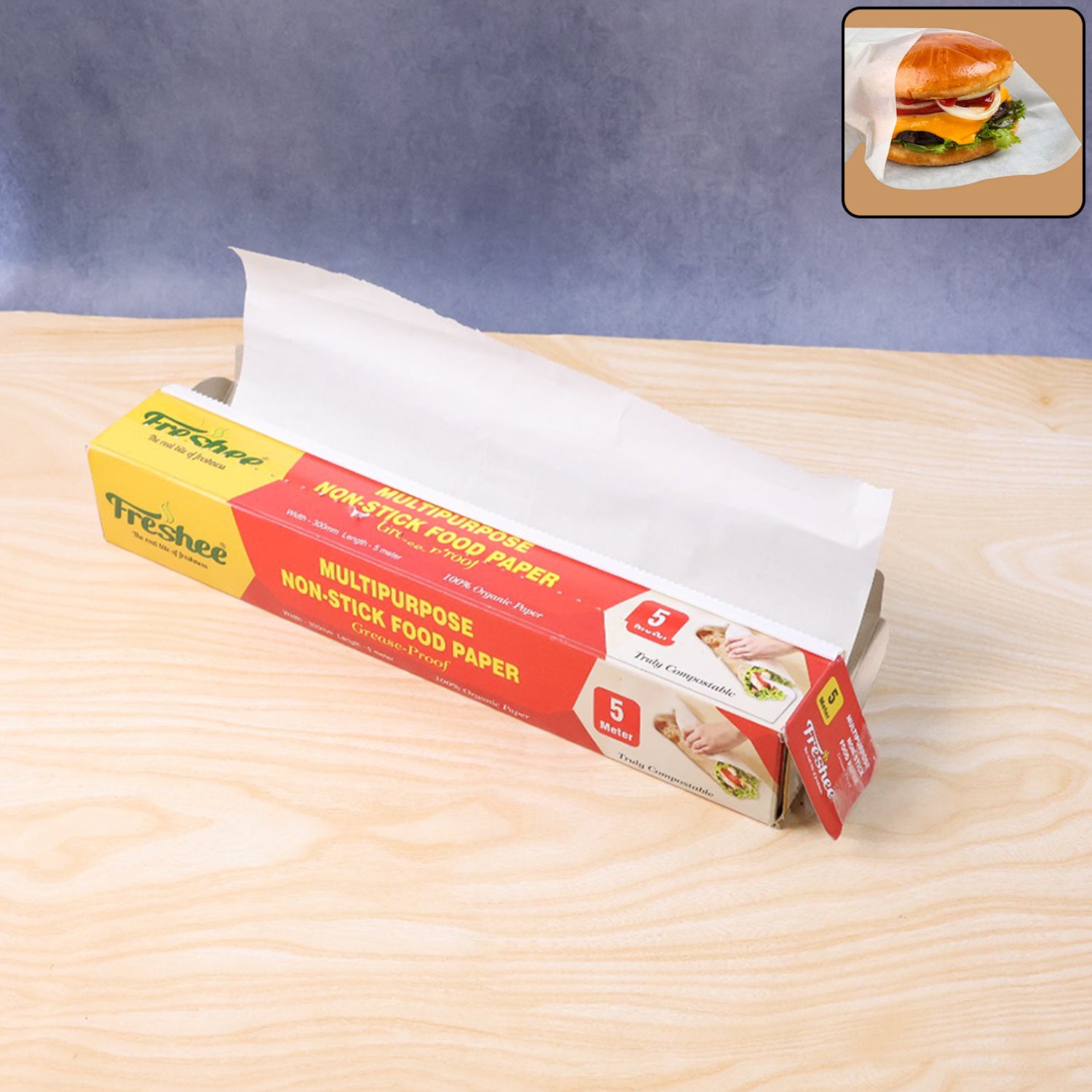 Freshee Multipurpose Grease-proof  Non-stick Food Paper Roll  300 Mm  5 Meter