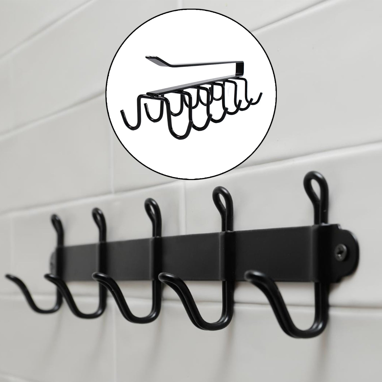 Double-row Metal Cupholder Rack Multi-purpose Iron Hanger With 6 Hooks (1 Pc)