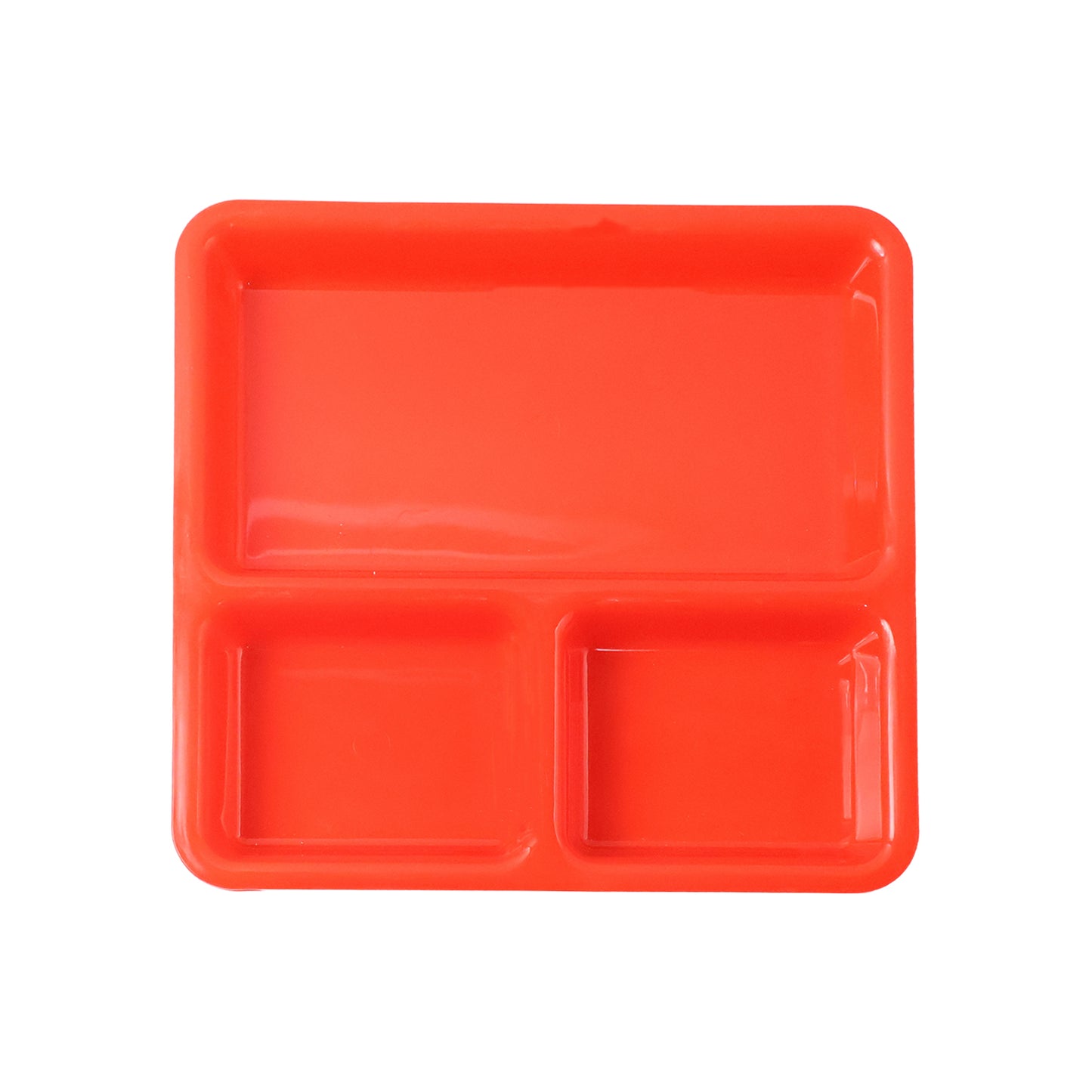 Plastic 3-compartment Rectangular Meal Serving Tray  Plates (1 Pc)