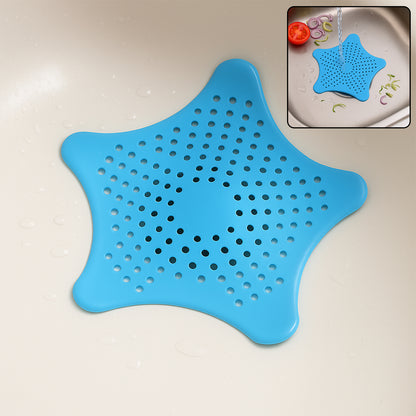Aqua Blue Silicone Star Shaped Sink Filter Bathroom Hair Catcher Drain Strainers For Basin