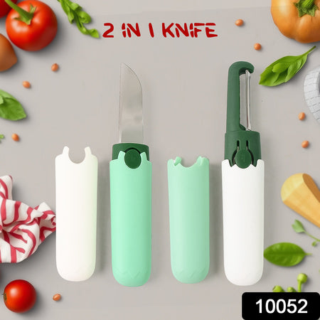 10052 Multifunctional Peeler Two In One Fruit Knife Fruit And Vegetable Cutting Knife+sawtooth Peeler Apple Carrot Potato Fruit Slice Antiskid