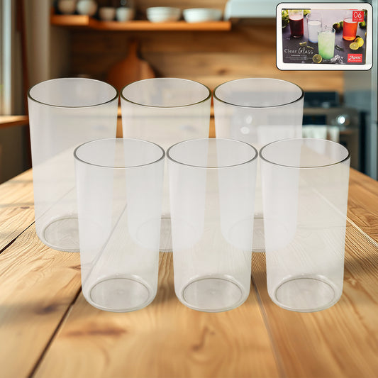 Apex Clear Plastic Tumbler  Glass Set  6-piece Unbreakable