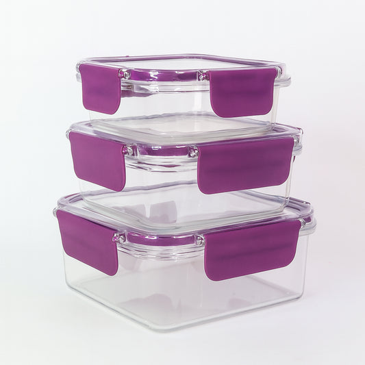 Airtight Square Food Storage Container Set (3 Pc)