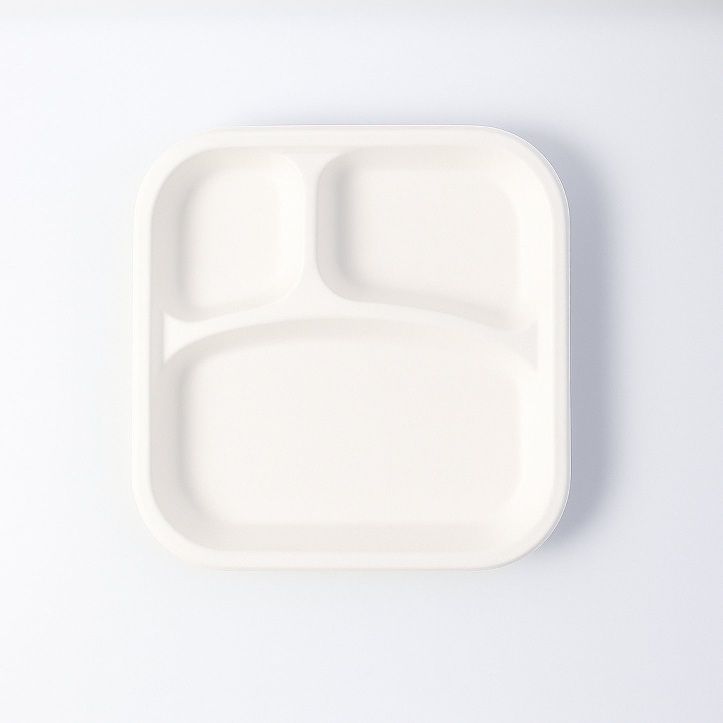Compostable Bagasse 3-compartment Square Meal Plate