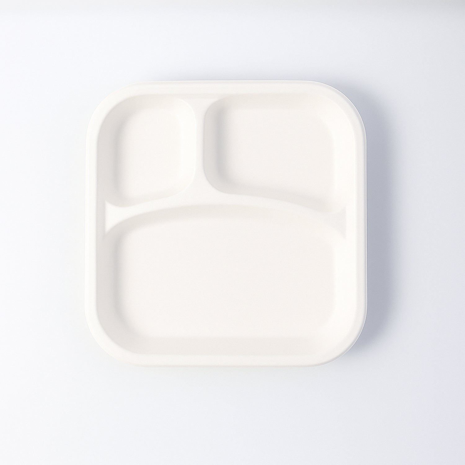 Compostable Bagasse 3-compartment Square Meal Plate