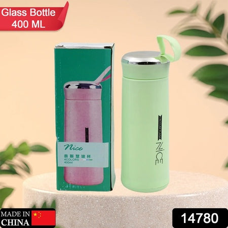 Water Bottle 400ml Leak Proof Glass Water Bottle With Daily Water Intake For Gym And Children Nice Bottle (1 Pc  Light Green Color)