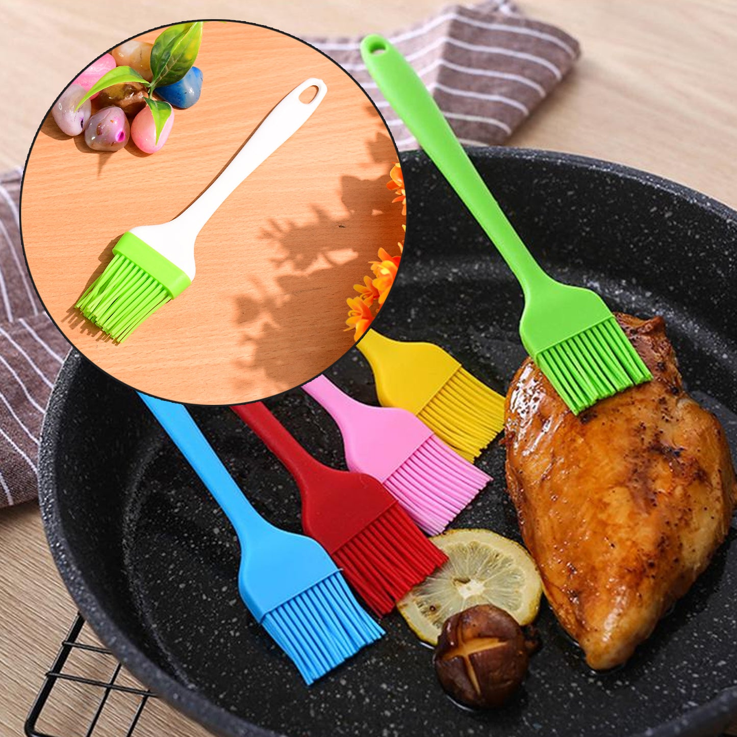 Silicone Kitchen Oil Spatula Brush With Handle Pastry  Cake Brush (17 Cm  1 Pc)