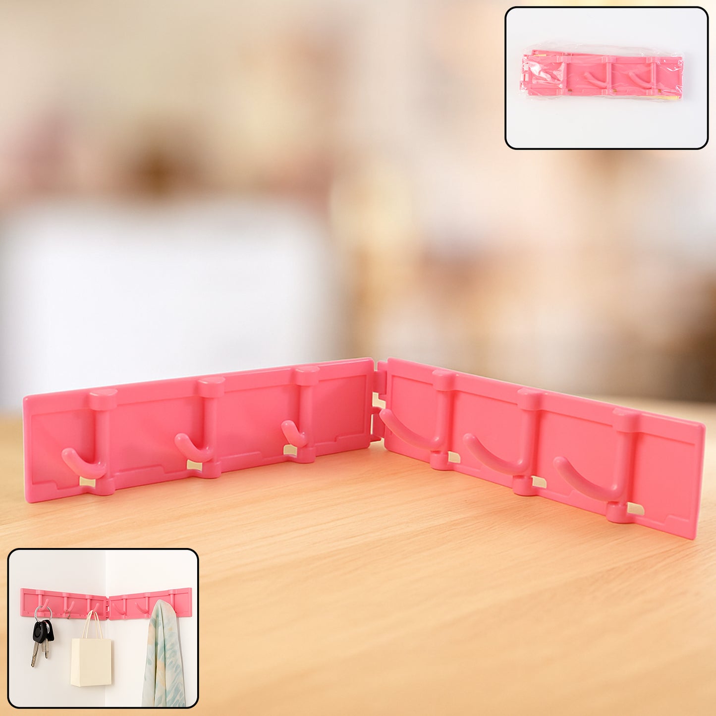 Foldable Rotating Wall-mounted Multipurpose 6 Hook Rack (1 Pc)