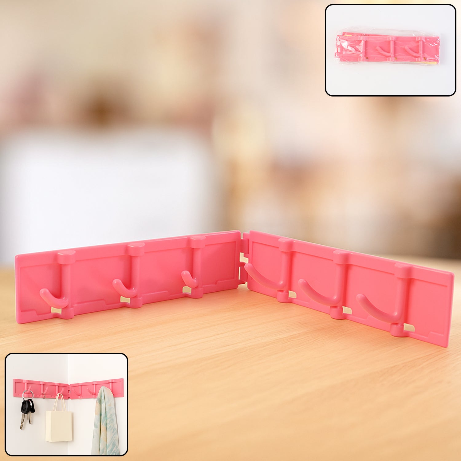 Foldable Rotating Wall-mounted Multipurpose 6 Hook Rack (1 Pc)