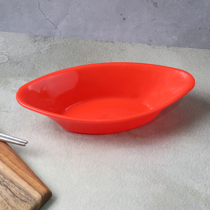 Plastic Marin Serving Bowl  Elegant Oval Deep Bowl (1 Pc  Red)