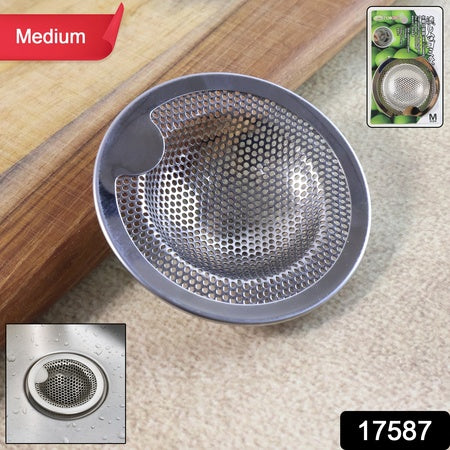 Stainless Steel Kitchen Sink Drain Strainer  Stopper (Medium  1 Pc)
