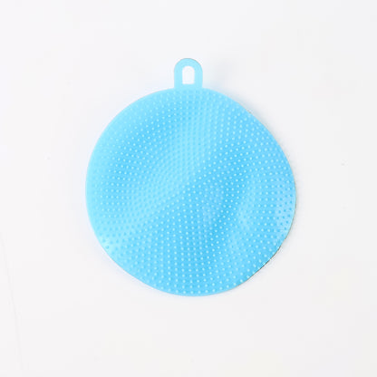 Sky Blue Silicone Dish Scrubber Sponge Mildew Free Non Stick Heat Resistant