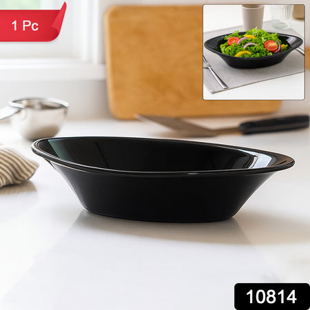 Plastic Marin Serving Bowl  Elegant Oval Deep Bowl (1 Pc  Balck)