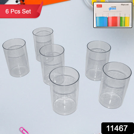 Apex Everyday Plastic Glass Set  6 Pieces Lightweight  Unbreakable