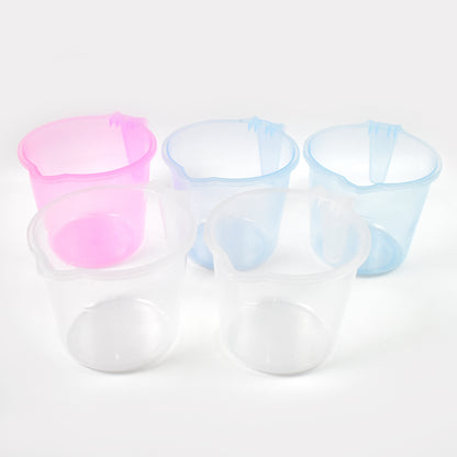 Plastic Round Transparent Bath Water Mug (5 Pc  Mix Colour  1200 Ml)