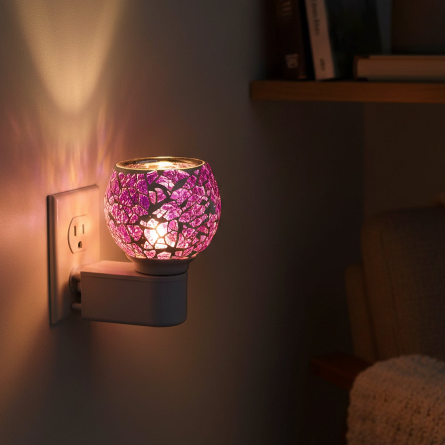 Premium Plug-in Mosaic Glass Aroma Diffuser  Night Lamp (1 Pc)