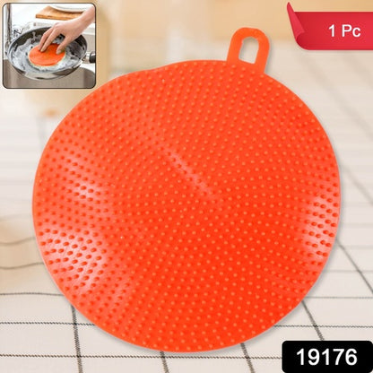 Red Silicone Dish Scrubber Sponge Mildew Free Non Stick Heat Resistant