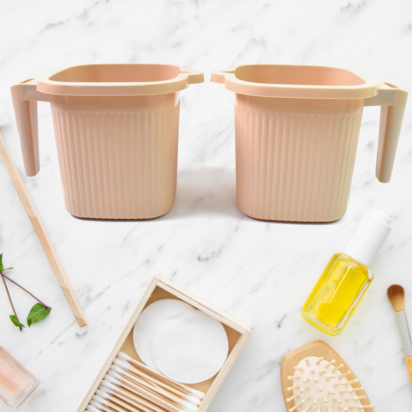 Plastic Square Bath Water Mug (4 Pc  1000 Ml  Mix Color)