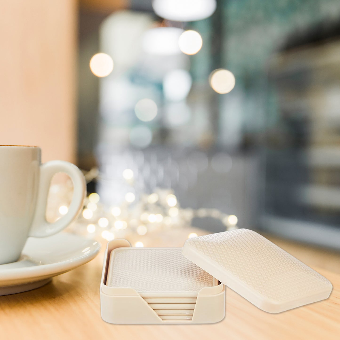 Ganesh Premium Square Coasters With Storage Box (6 Pc  Set)