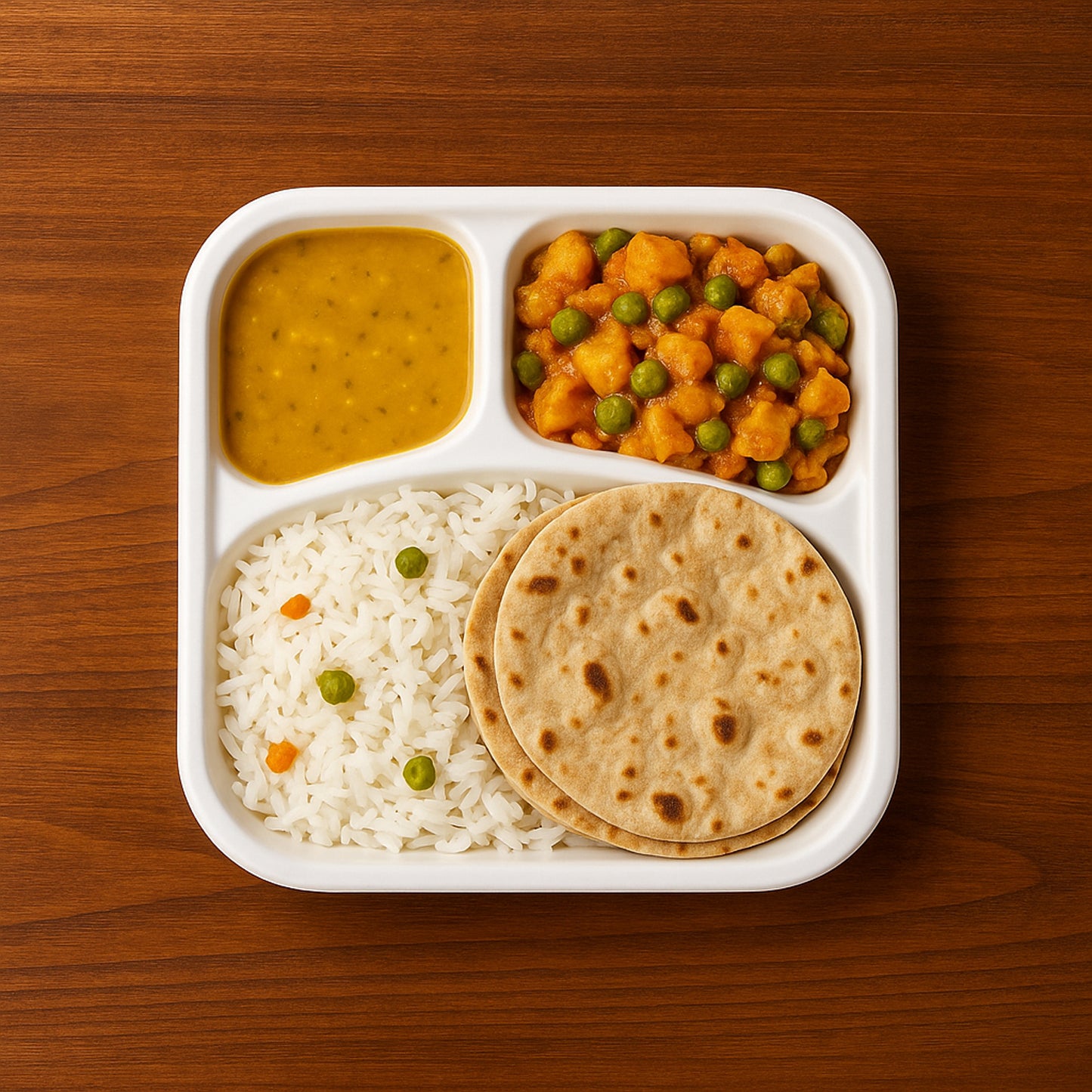 Compostable Bagasse 3-compartment Square Meal Plate
