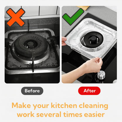 Aluminum Gas Stove Burner Protector Covers (10 Pc  23x23 Cm)