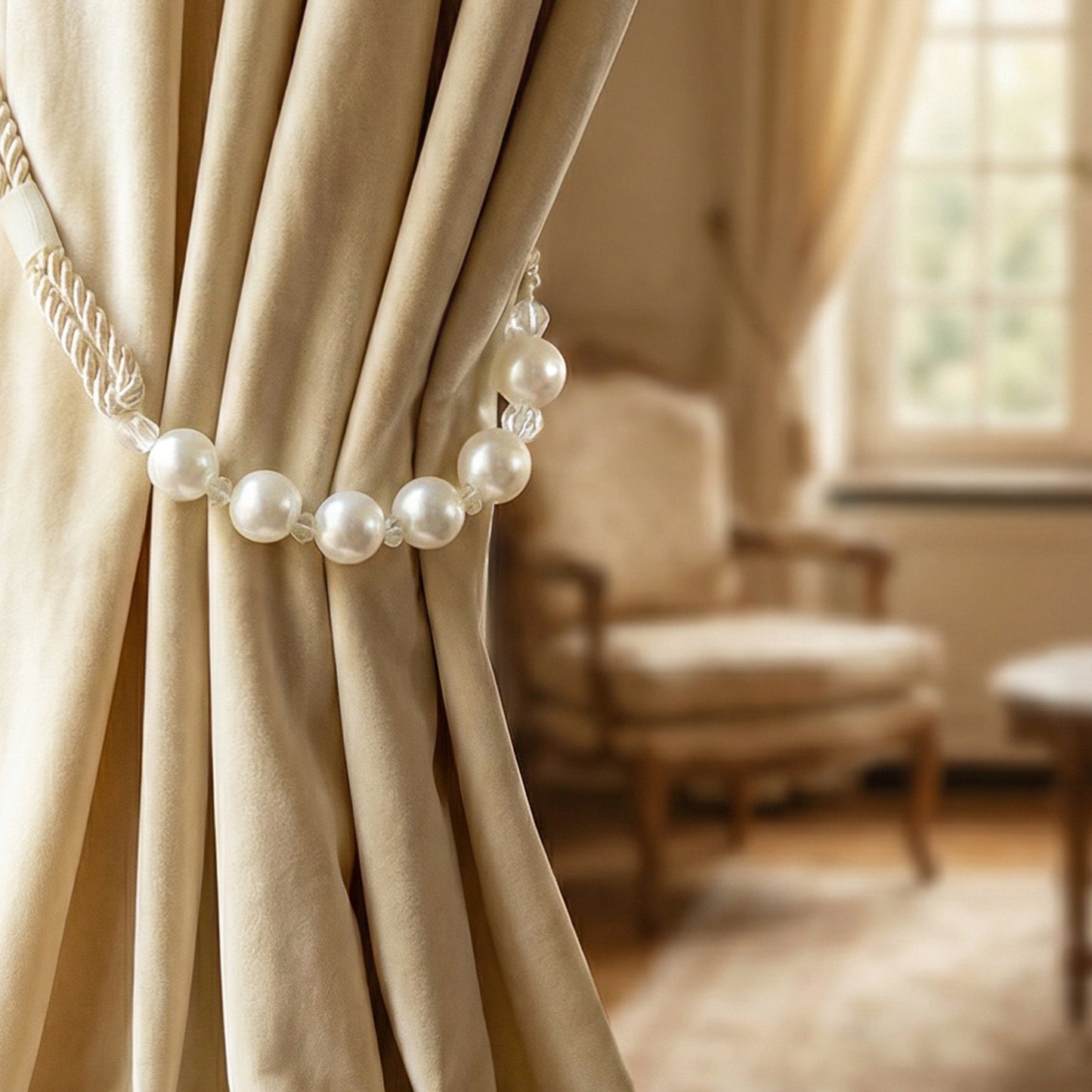 Elegant Pearl Beaded Curtain Tieback (1 Pc)