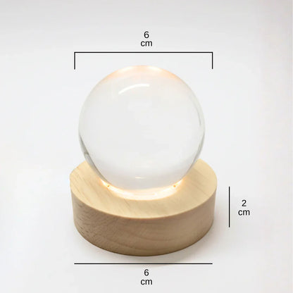 3d Crystal Lakshmi Ball Led Night Lamp With Wooden Base