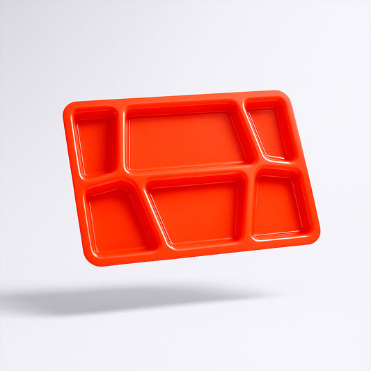 Plastic Multi-compartment Rectangular Meal Serving Tray  Plate (1 Pc  Red)