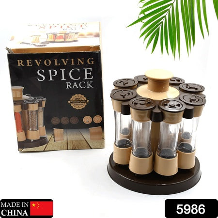 5986  360 Revolving Spice Rack For Kitchen And Dining Table 8 Spice Jars With 120 Ml Condiment Set Herb Seasoning Organizer